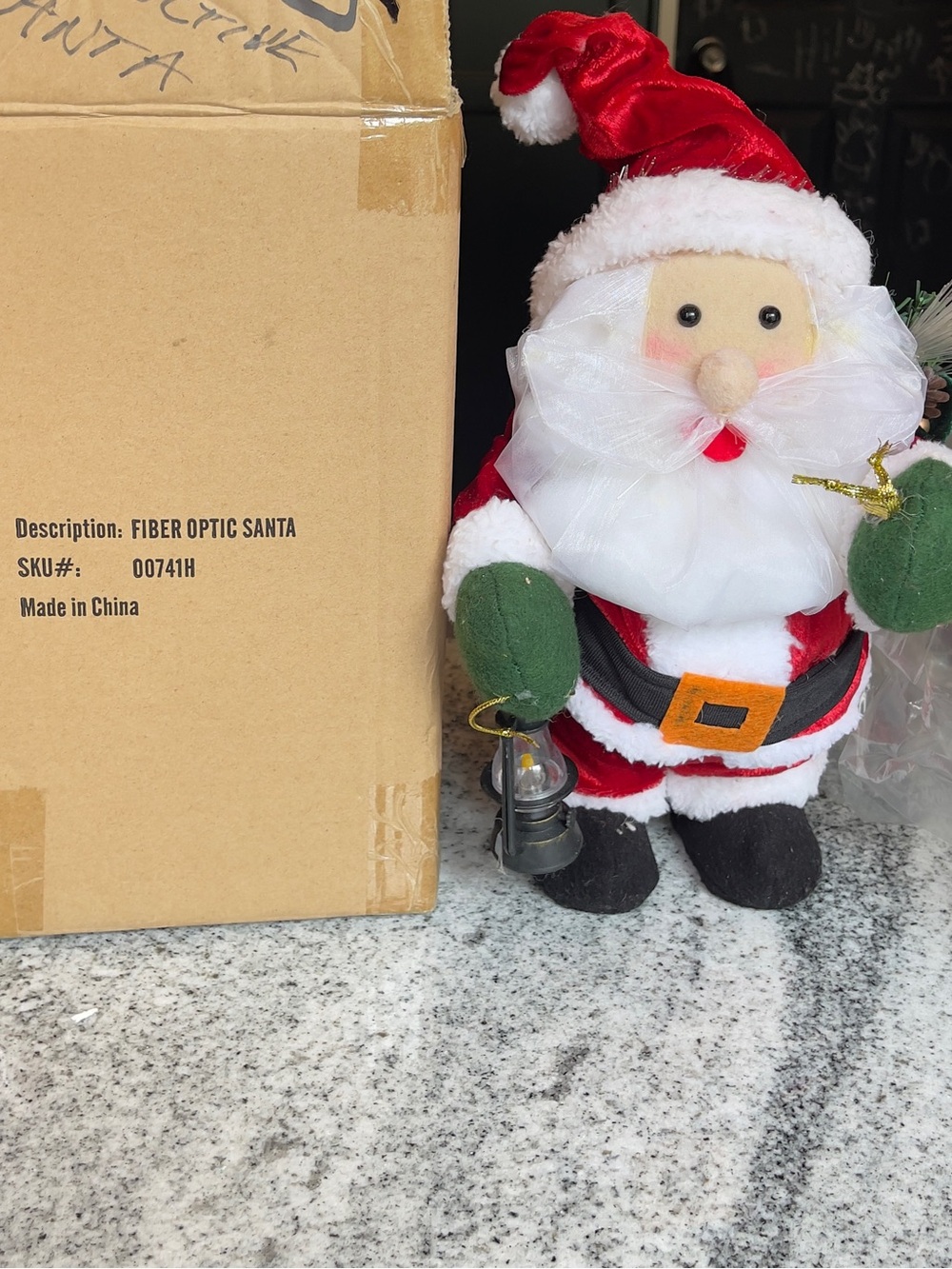 Fibro Optic Santa Claus Holding Lantern
12" NIB